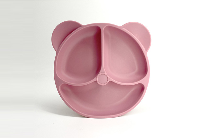 Bear Shape With Ears 3 Divided Design Silicone Dinnerware Plates For Kids