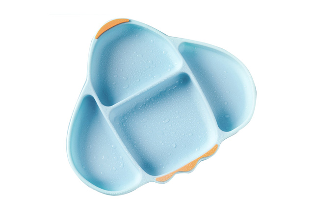 BPA-free Divided Design With Non Slip Suction Base Rocket Shape Silicone Plate Set